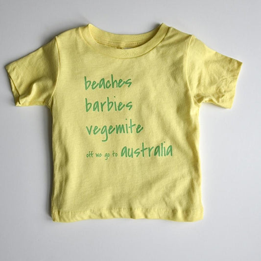 OFF WE GO TO AUSTRALIA - Short Sleeve Baby Tee - Little Mate Adventures