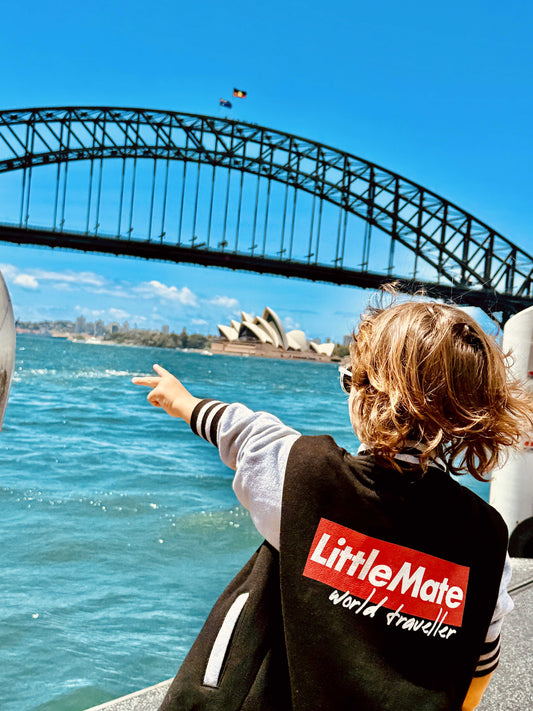 LITTLE MATE WORLD TRAVELLER - Kid’s Varsity Jacket - Little Mate Adventures