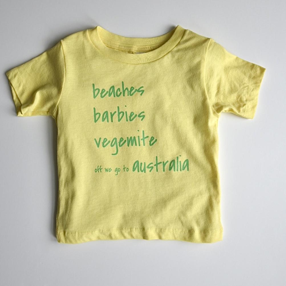 SAMPLE SALE - OFF WE GO TO AUSTRALIA - Short Sleeve Baby Tee - Little Mate Adventures