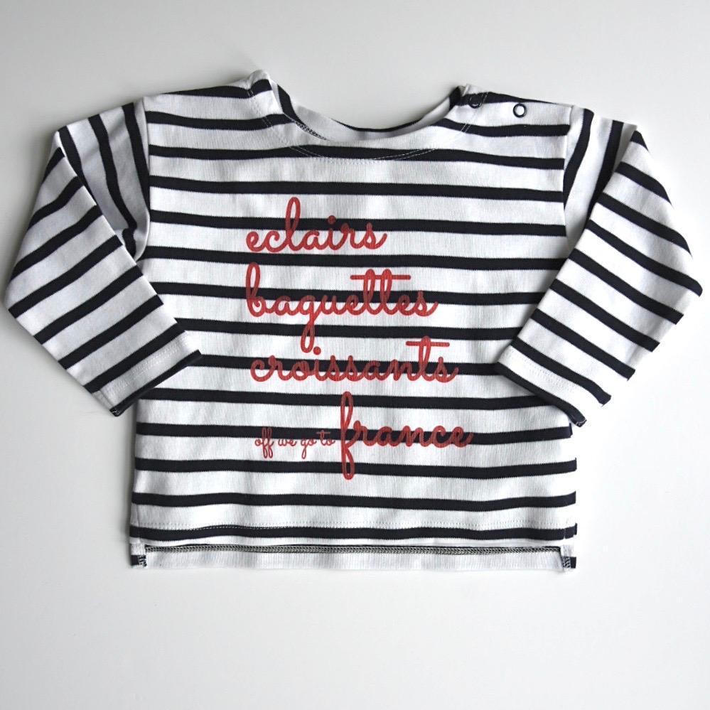 SAMPLE SALE - OFF WE GO TO FRANCE - Long Sleeve Baby Tee - Little Mate Adventures