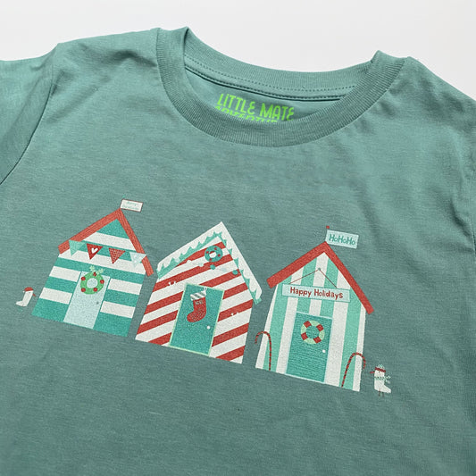 HOLIDAY BEACH HUTS - Organic Cotton Short Sleeve Kids T-Shirt - Little Mate Adventures