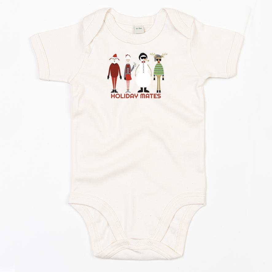 HOLIDAY MATES - Envelope Neckline Short Sleeve Baby Bodysuit - Little Mate Adventures