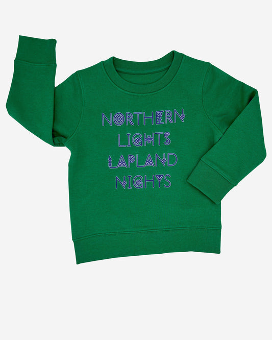 NORTHERN LIGHTS LAPLAND NIGHTS - Organic Cotton Kids Long Sleeve Sweatshirt - Little Mate Adventures