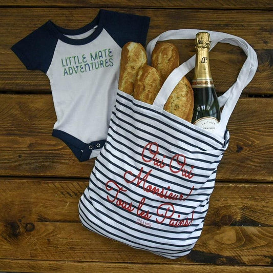 OUI OUI - Breton Stripe Tote Bag - Little Mate Adventures 