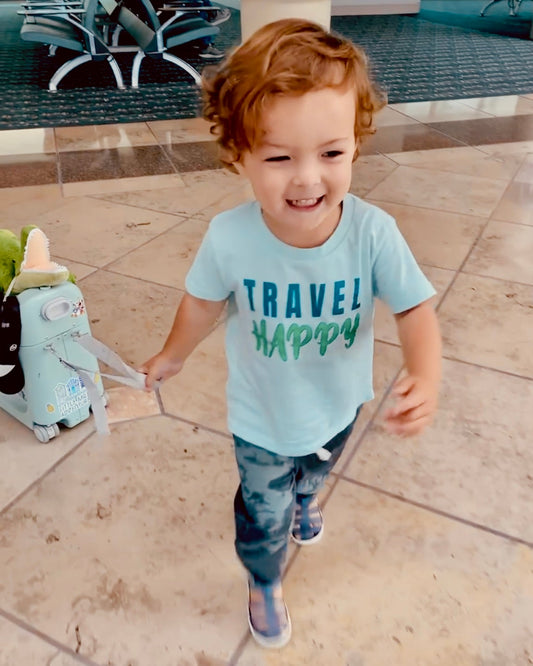 TRAVEL HAPPY - Kids Short Sleeve T-Shirt - Little Mate Adventures