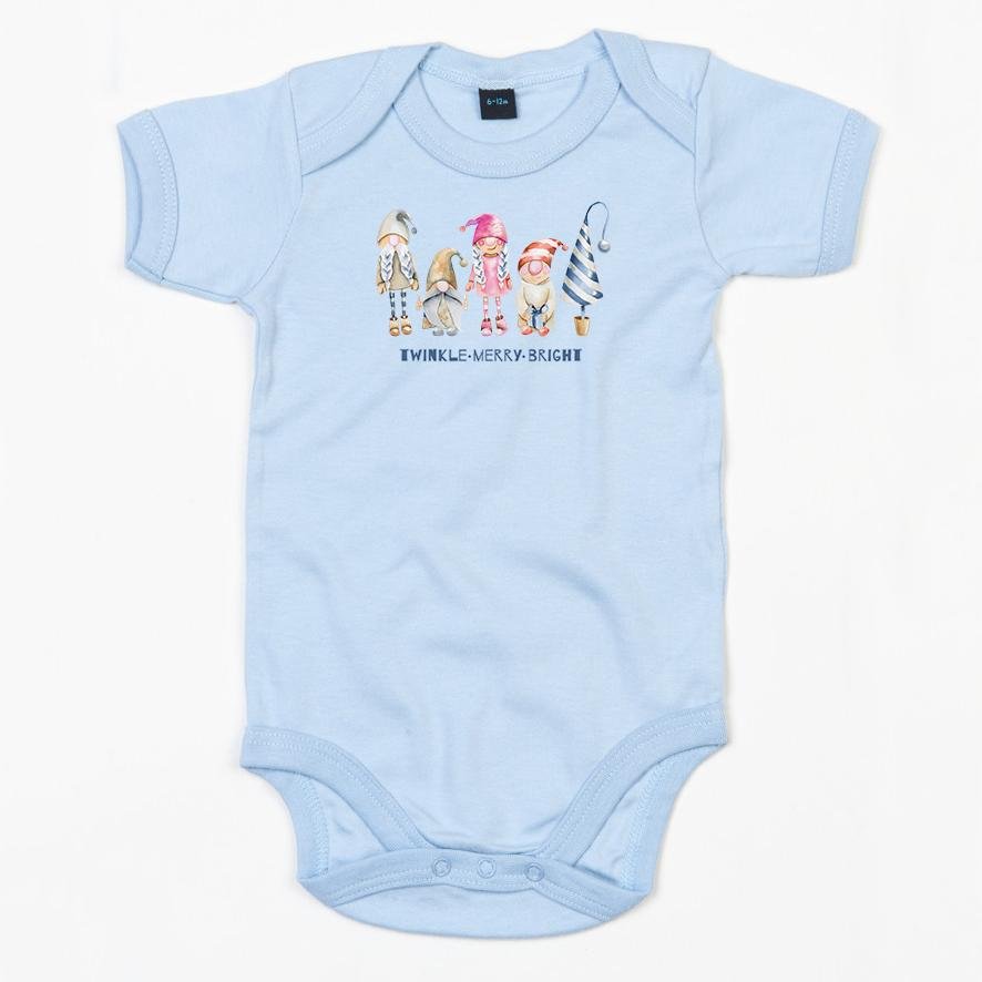 TWINKLE MERRY BRIGHT - Envelope Neckline Short Sleeve Baby Bodysuit - Little Mate Adventures